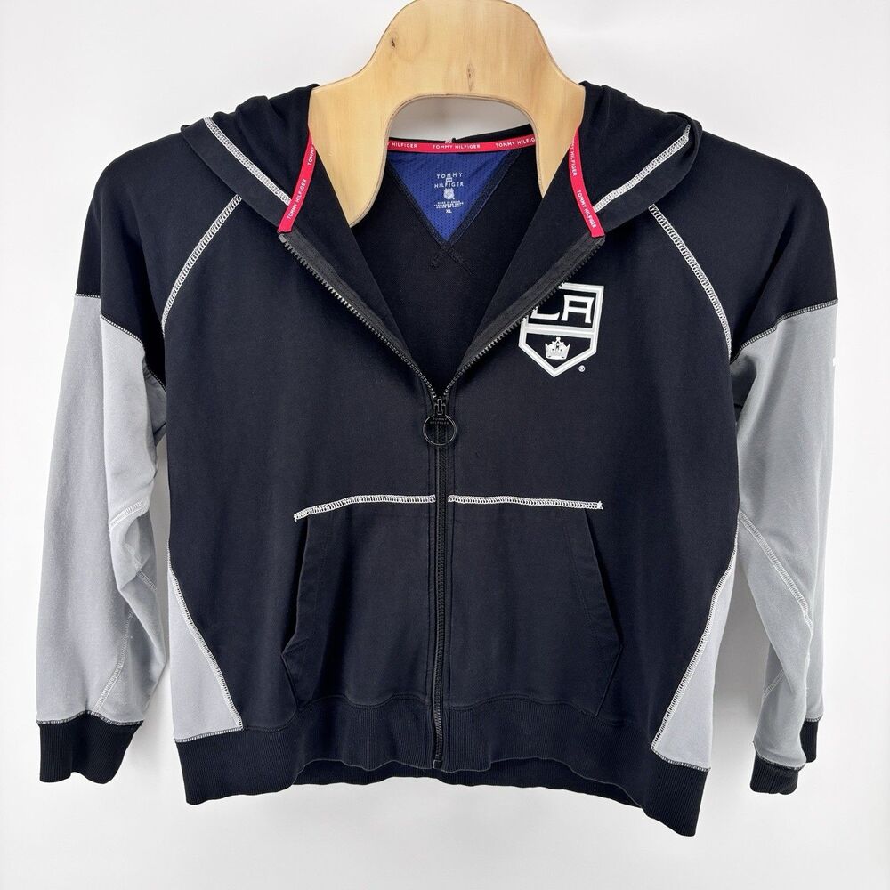 Tommy Hilfiger NHL Los Angeles Kings Hoodie XL Full Zip 1985 Black Gray
